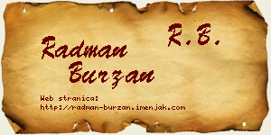 Radman Burzan vizit kartica